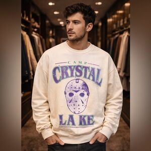 Friday the 13th Camp Crystal Lake Sweatshirt Men’s L NWT Horror Graphic Retro